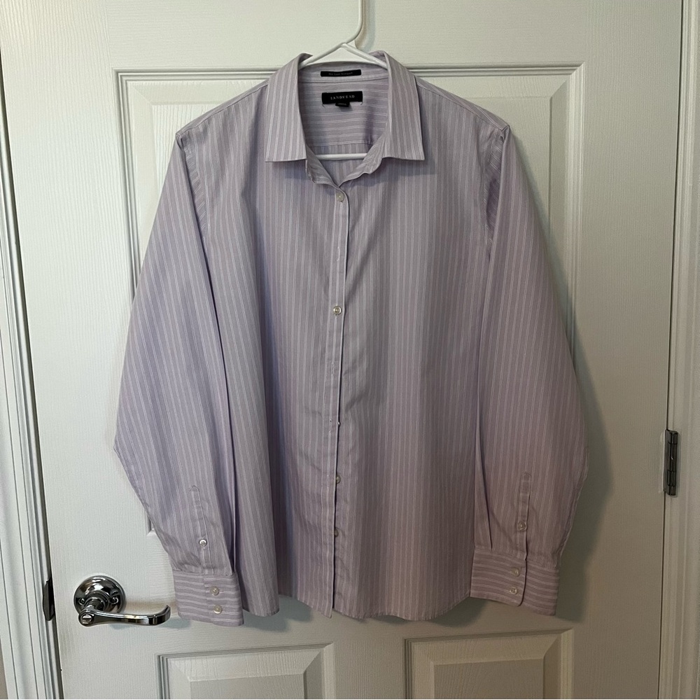 Lands' End Lavender Striped Shirt